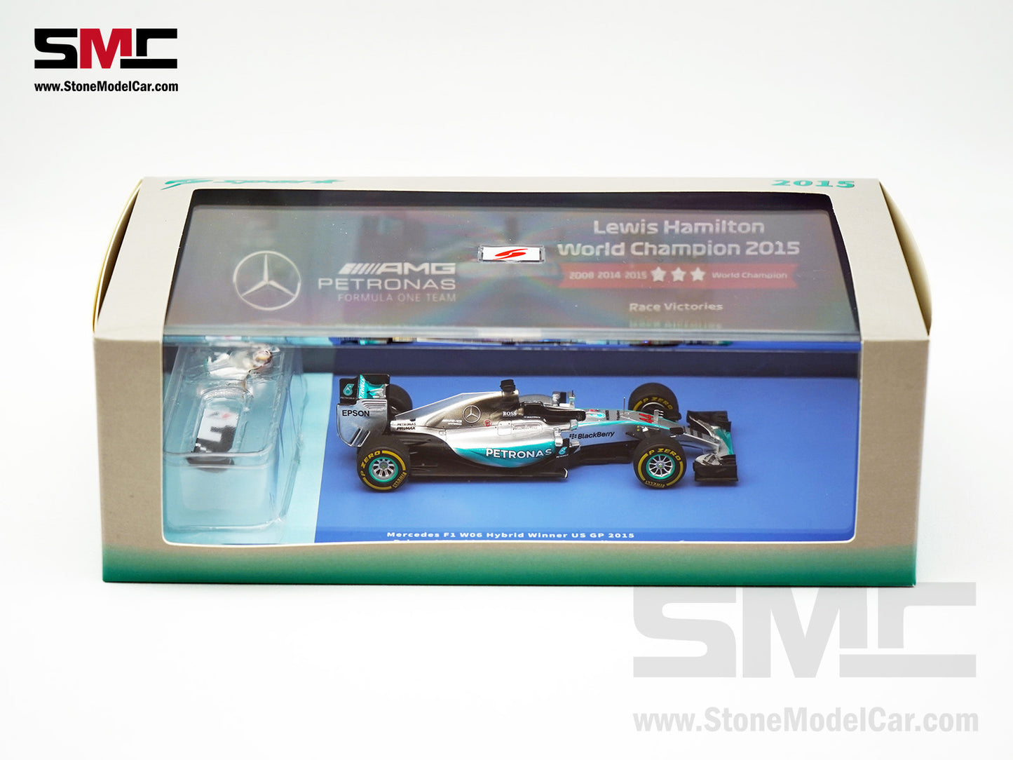 2015 3x World Champion Mercedes F1 W06 #44 Lewis Hamilton US GP 1:43 Spark Special Figure Edition