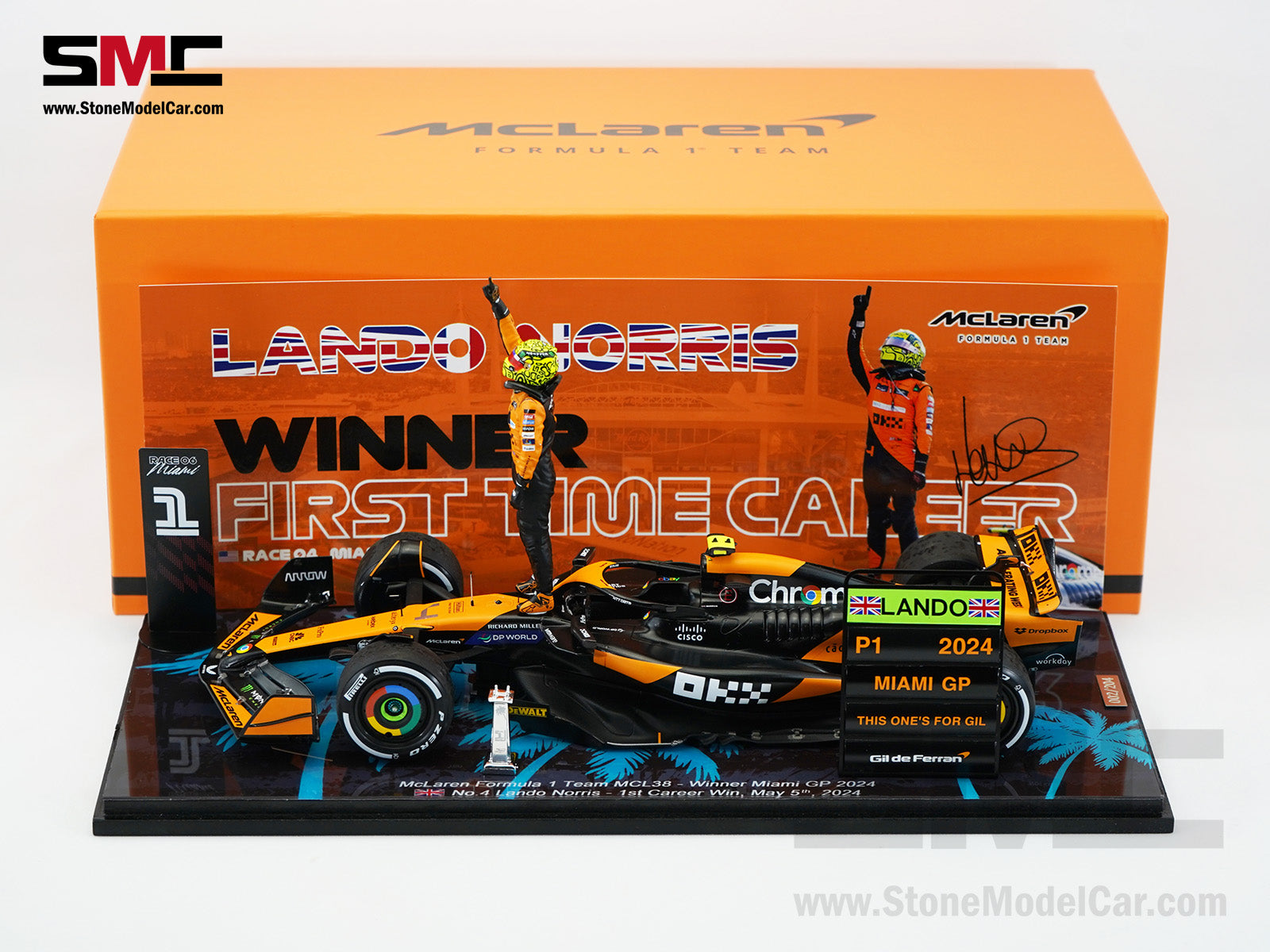 McLaren F1 MCL38 #4 Lando Norris Miami GP 2024 1st Career Win 1:18