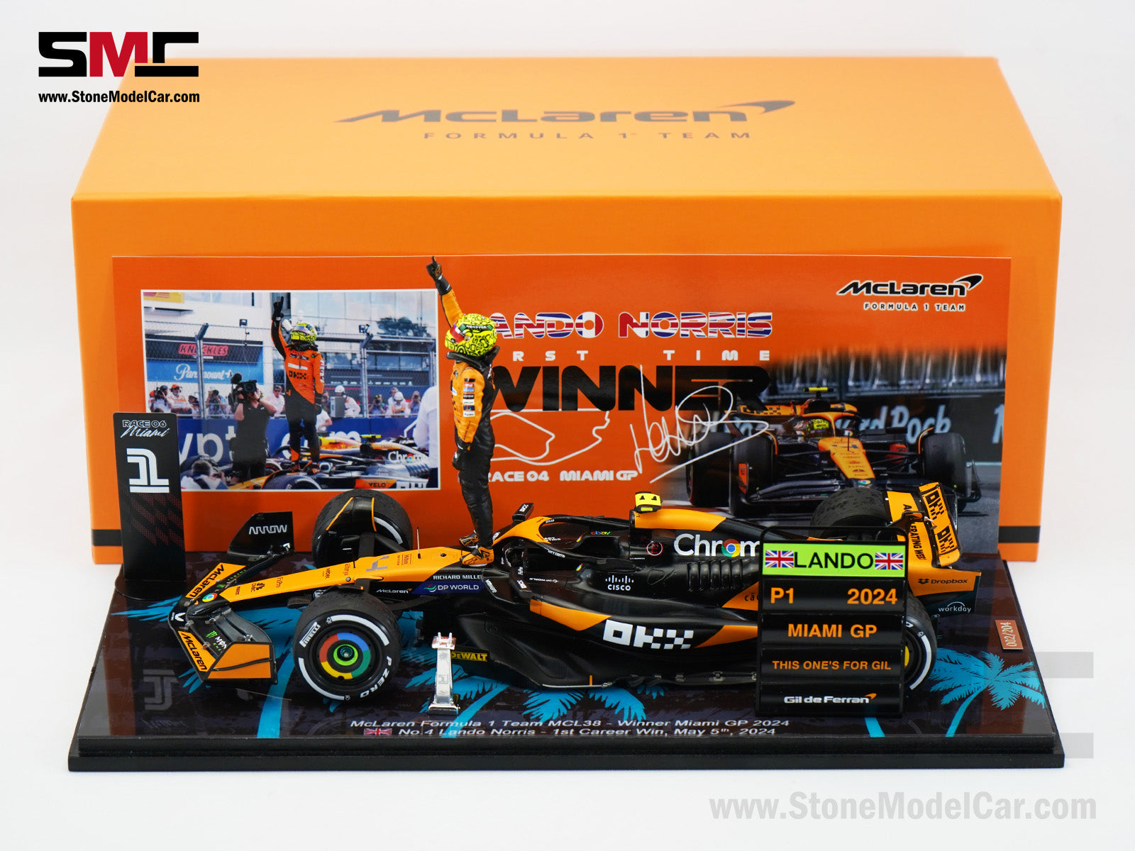 McLaren F1 MCL38 #4 Lando Norris Miami GP 2024 1st Career Win 1:18