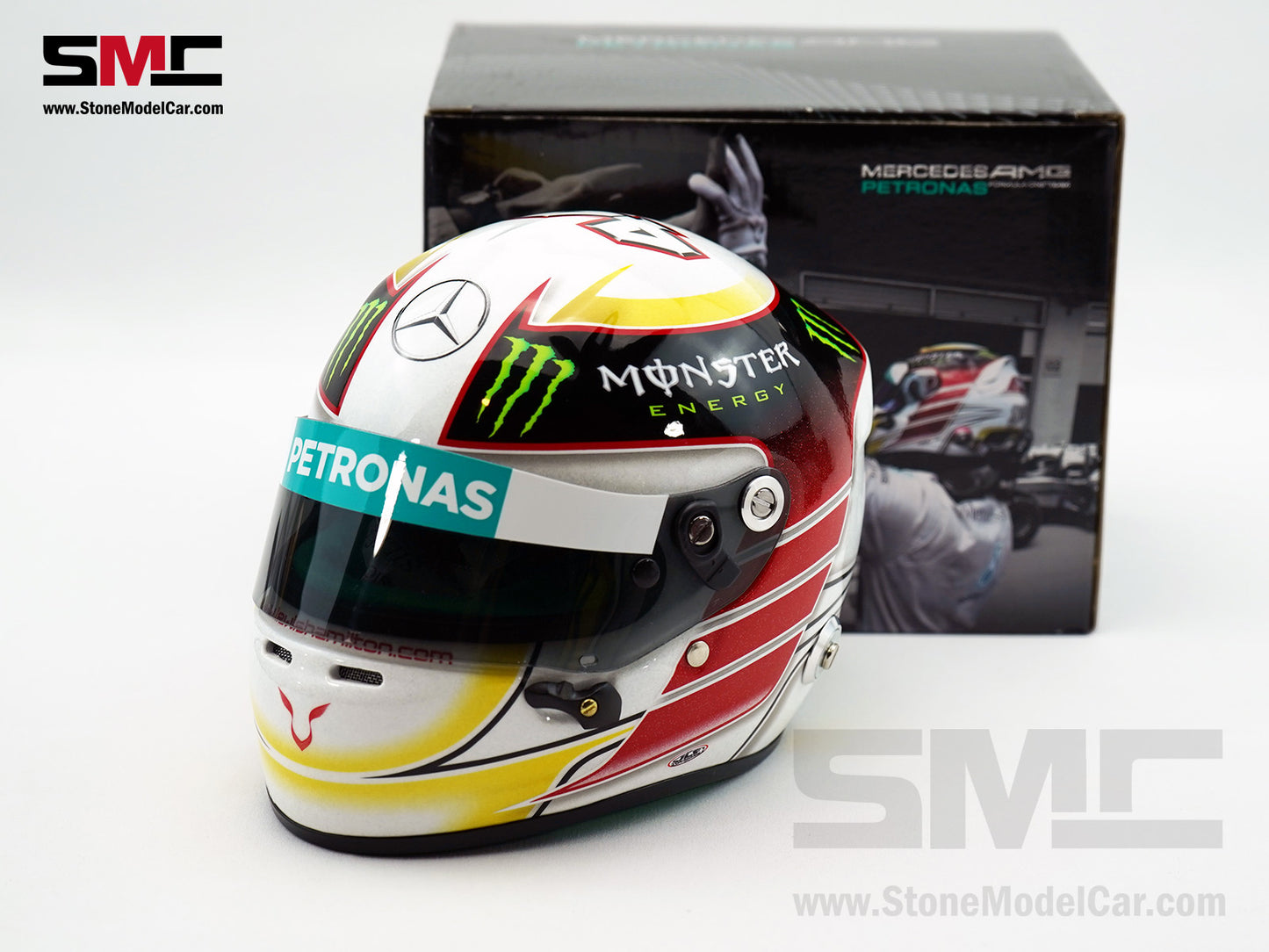Mercedes AMG F1 W05 #44 Lewis Hamilton 2014 2x World Champion 1:2 Arai – Stone Model Mercedes AMG F1 W05 #44 Lewis Hamilton 2014 2x World Champion 1:2 Arai – Stone Model