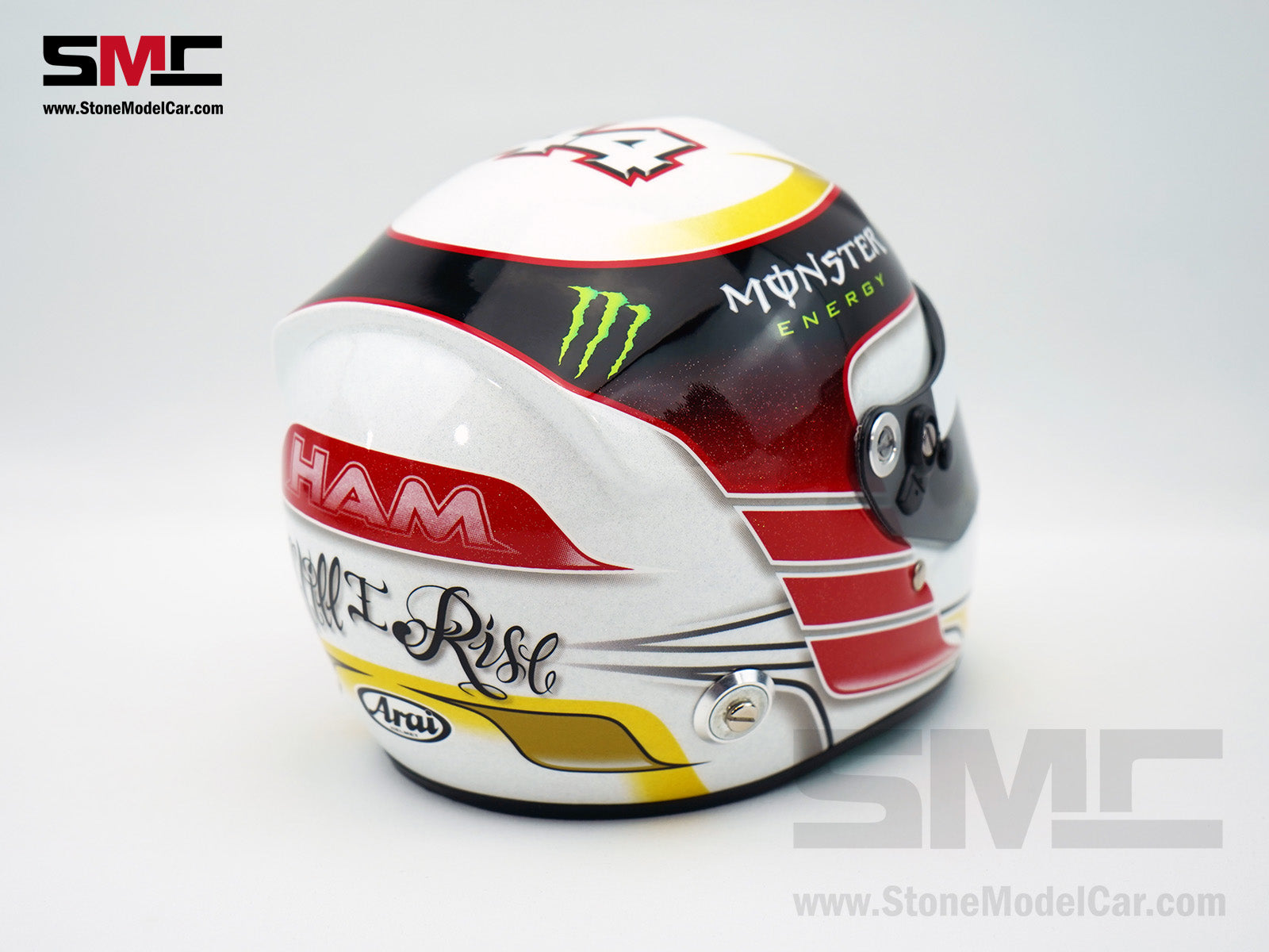 Mercedes AMG F1 W05 #44 Lewis Hamilton 2014 2x World Champion 1:2 Arai – Stone Model Mercedes AMG F1 W05 #44 Lewis Hamilton 2014 2x World Champion 1:2 Arai – Stone Model