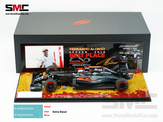 McLaren F1 MP4-31 #14 Fernando Alonso Monaco GP 2016 5th Place 1:18 Spark 18S248S