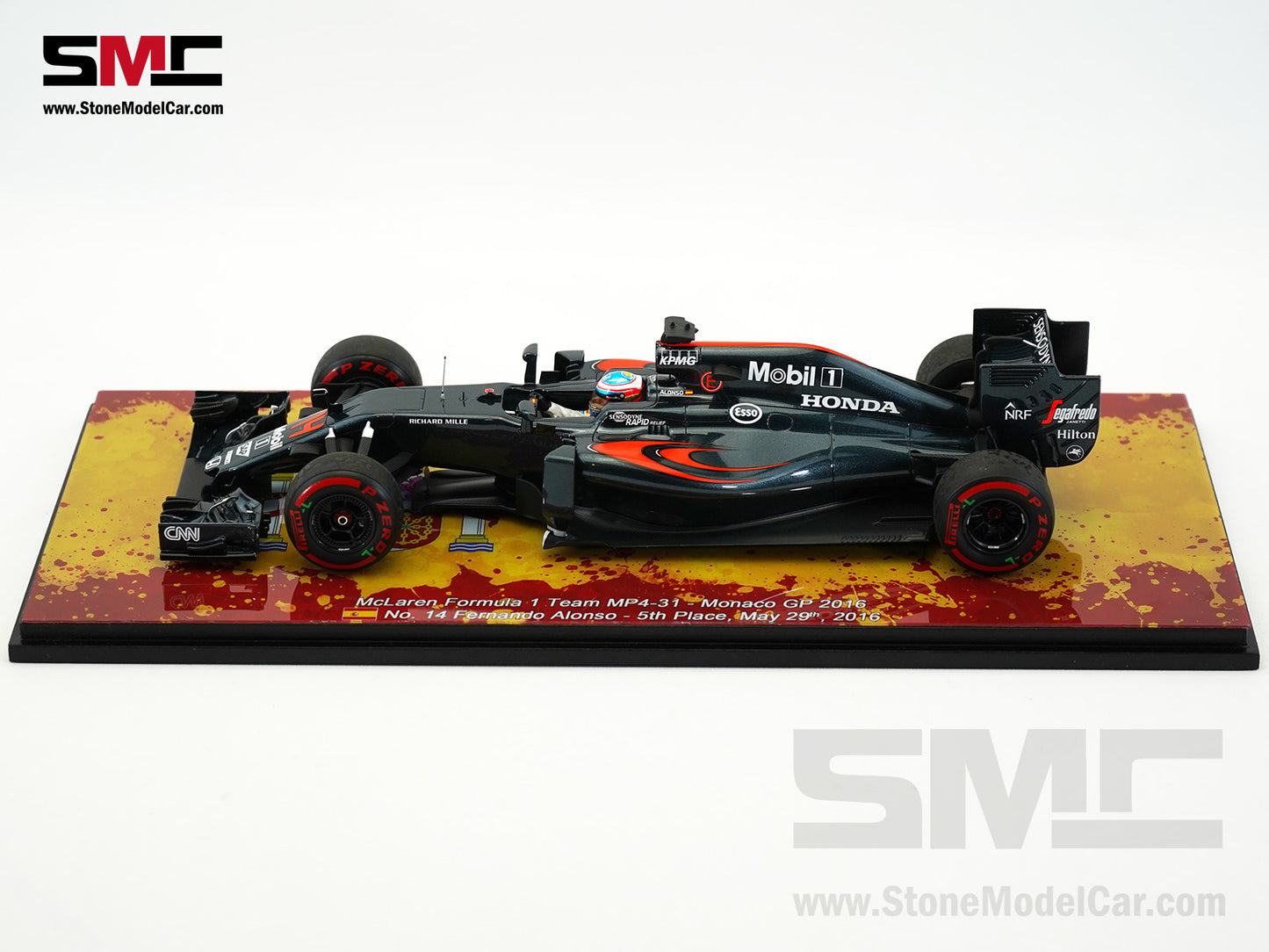 McLaren F1 MP4-31 #14 Fernando Alonso Monaco GP 2016 5th Place 1:18 Spark 18S248S