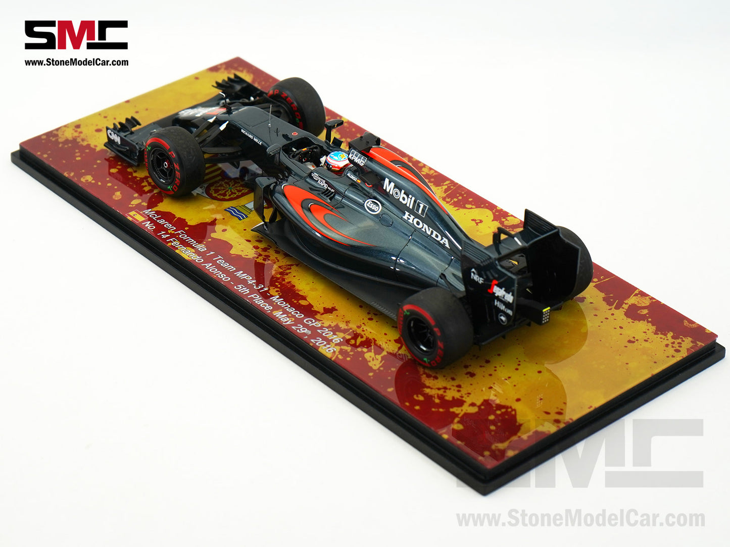 McLaren F1 MP4-31 #14 Fernando Alonso Monaco GP 2016 5th Place 1:18 Spark 18S248S