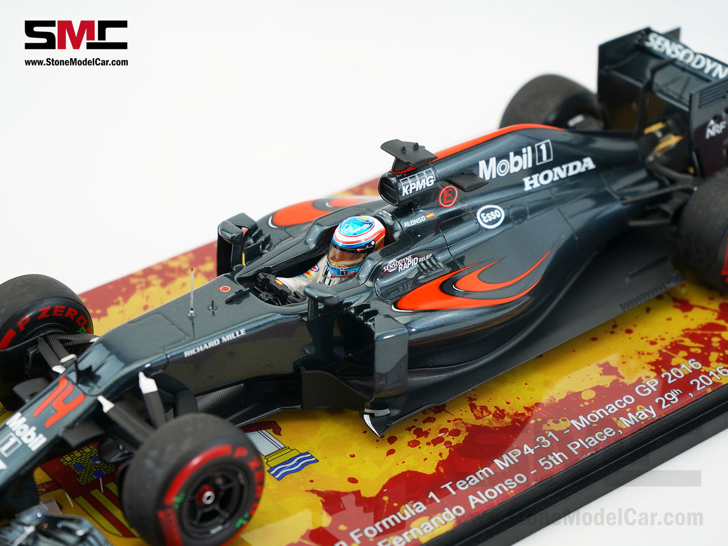 McLaren F1 MP4-31 #14 Fernando Alonso Monaco GP 2016 5th Place 1:18 Spark 18S248S