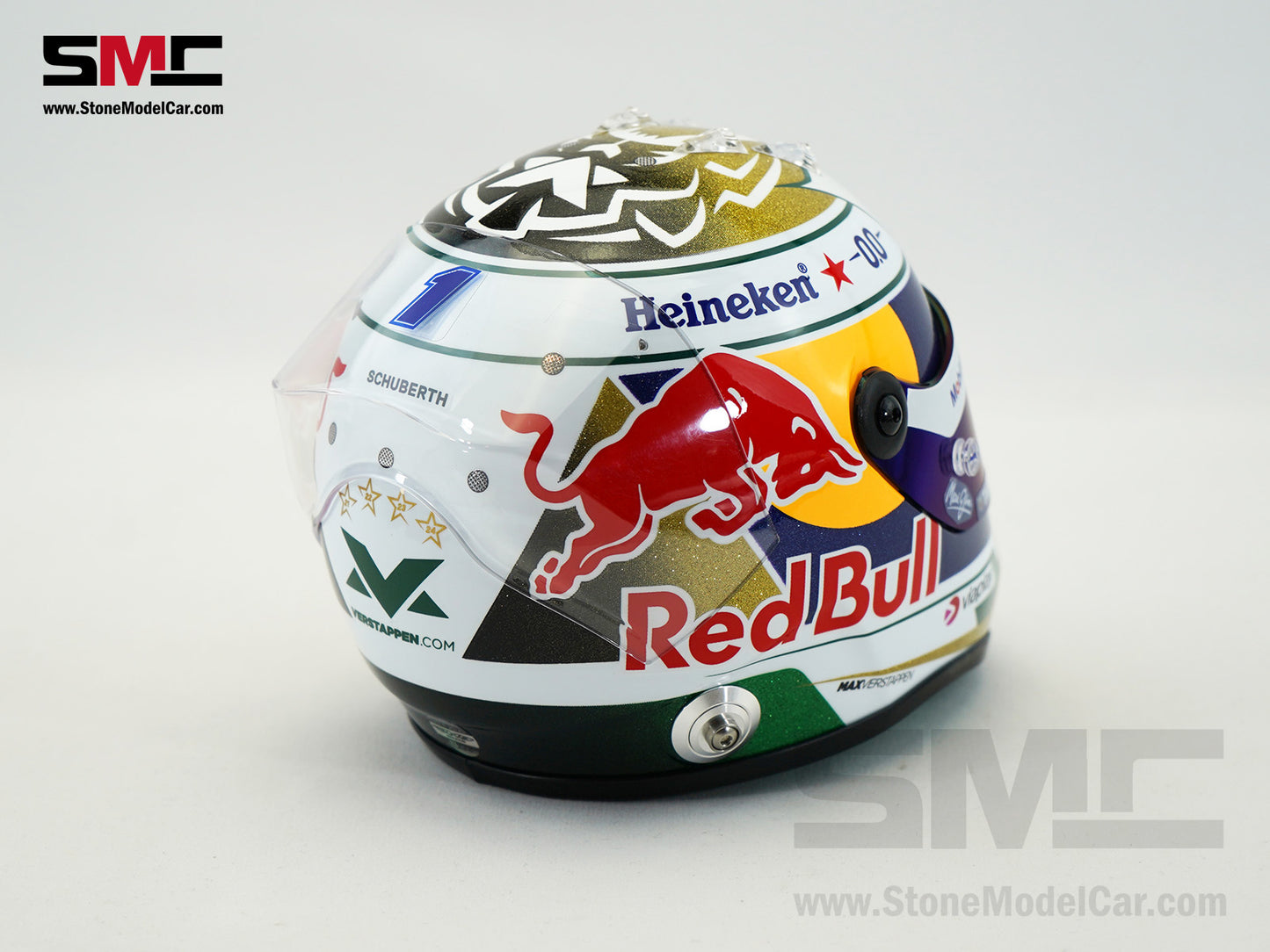 Red Bull F1 RB21 #1 Max Verstappen Brazil GP 2025 Special Livery Schuberth 1:2 Miniature Helmet