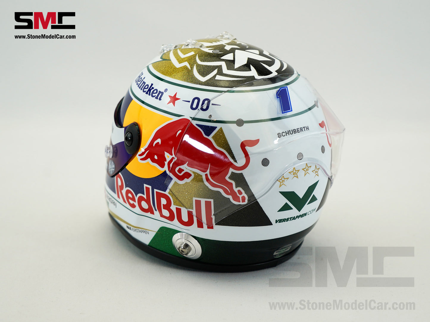 Red Bull F1 RB21 #1 Max Verstappen Brazil GP 2025 Special Livery Schuberth 1:2 Miniature Helmet