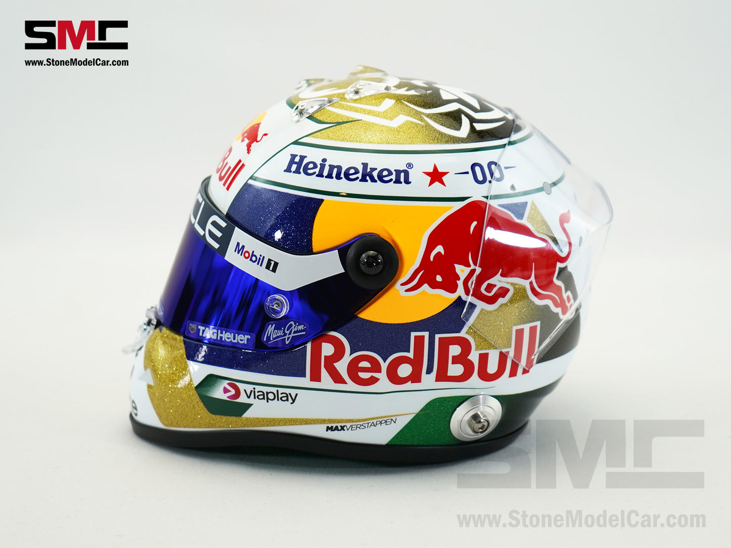 Red Bull F1 RB21 #1 Max Verstappen Brazil GP 2025 Special Livery Schuberth 1:2 Miniature Helmet