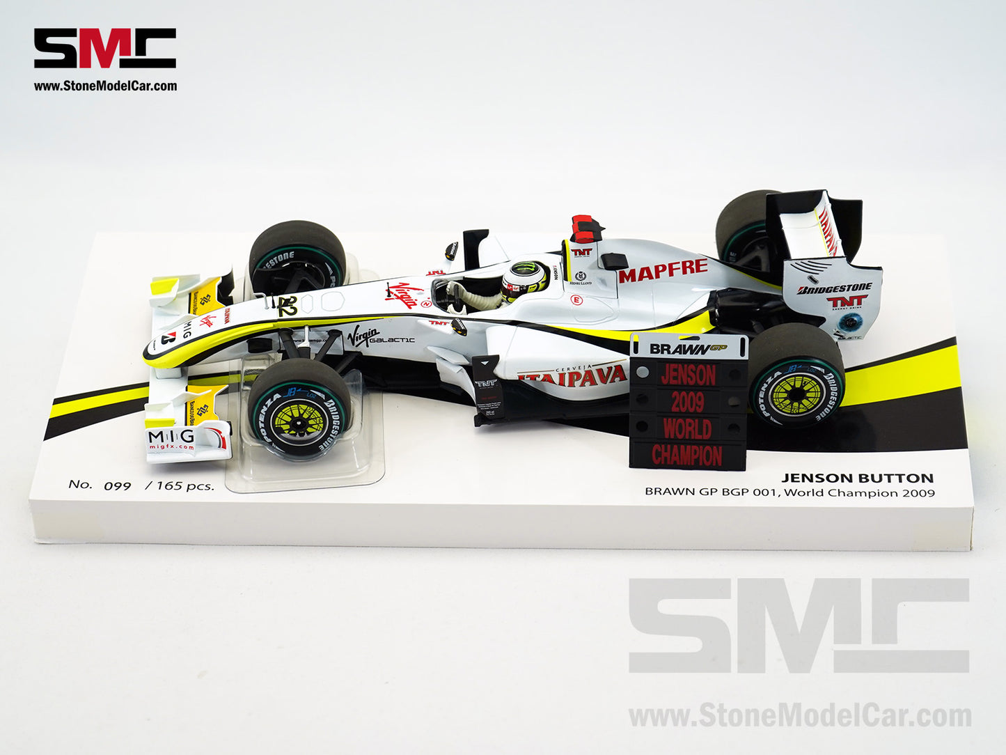 Brawn GP Mercedes F1 BGP001 #22 Jenson Button Brazil GP 2009 World Champion 1:18 MINICHAMPS Gift Box