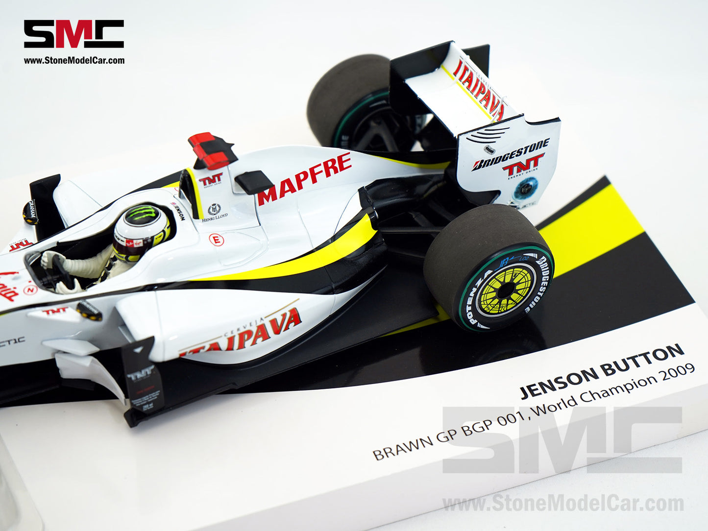 Brawn GP Mercedes F1 BGP001 #22 Jenson Button Brazil GP 2009 World Champion 1:18 MINICHAMPS Gift Box