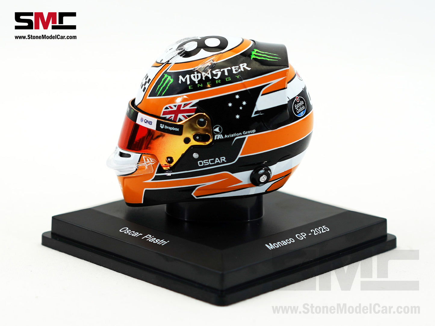 McLaren F1 MCL39 #81 Oscar Piastri Monaco GP 2025 Special Livery Spark 1:5 Helmet
