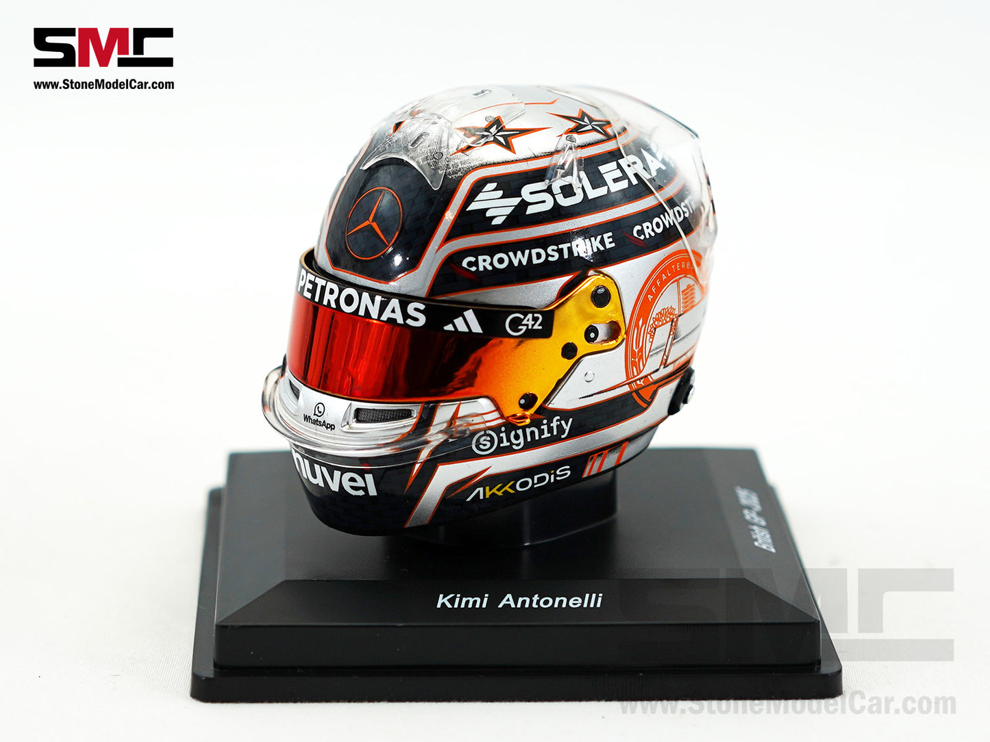 Mercedes F1 W16 #12 Kimi Antonelli British GP 2025 Spark 1:5 Miniature Helmet