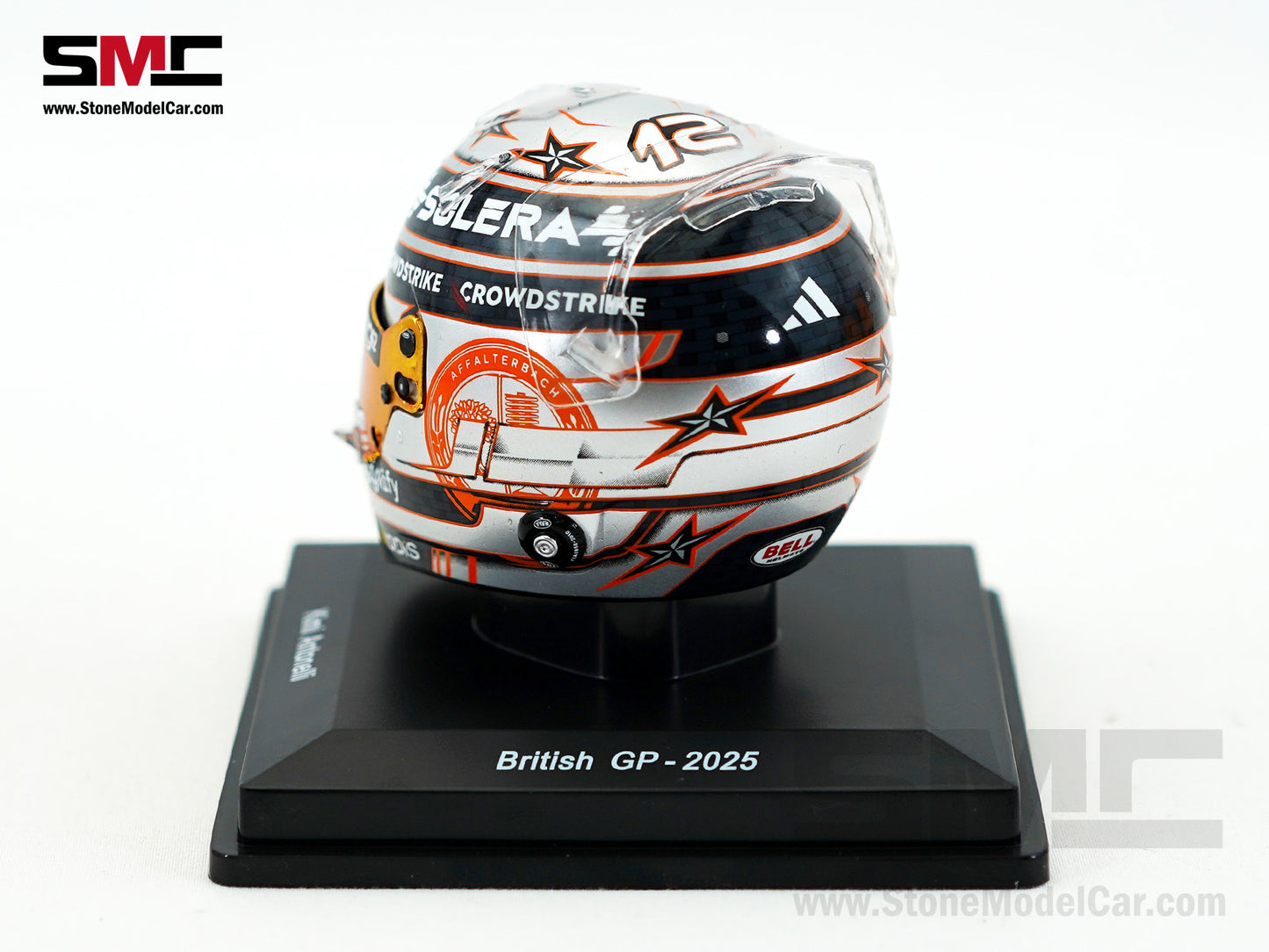 Mercedes F1 W16 #12 Kimi Antonelli British GP 2025 Spark 1:5 Miniature Helmet