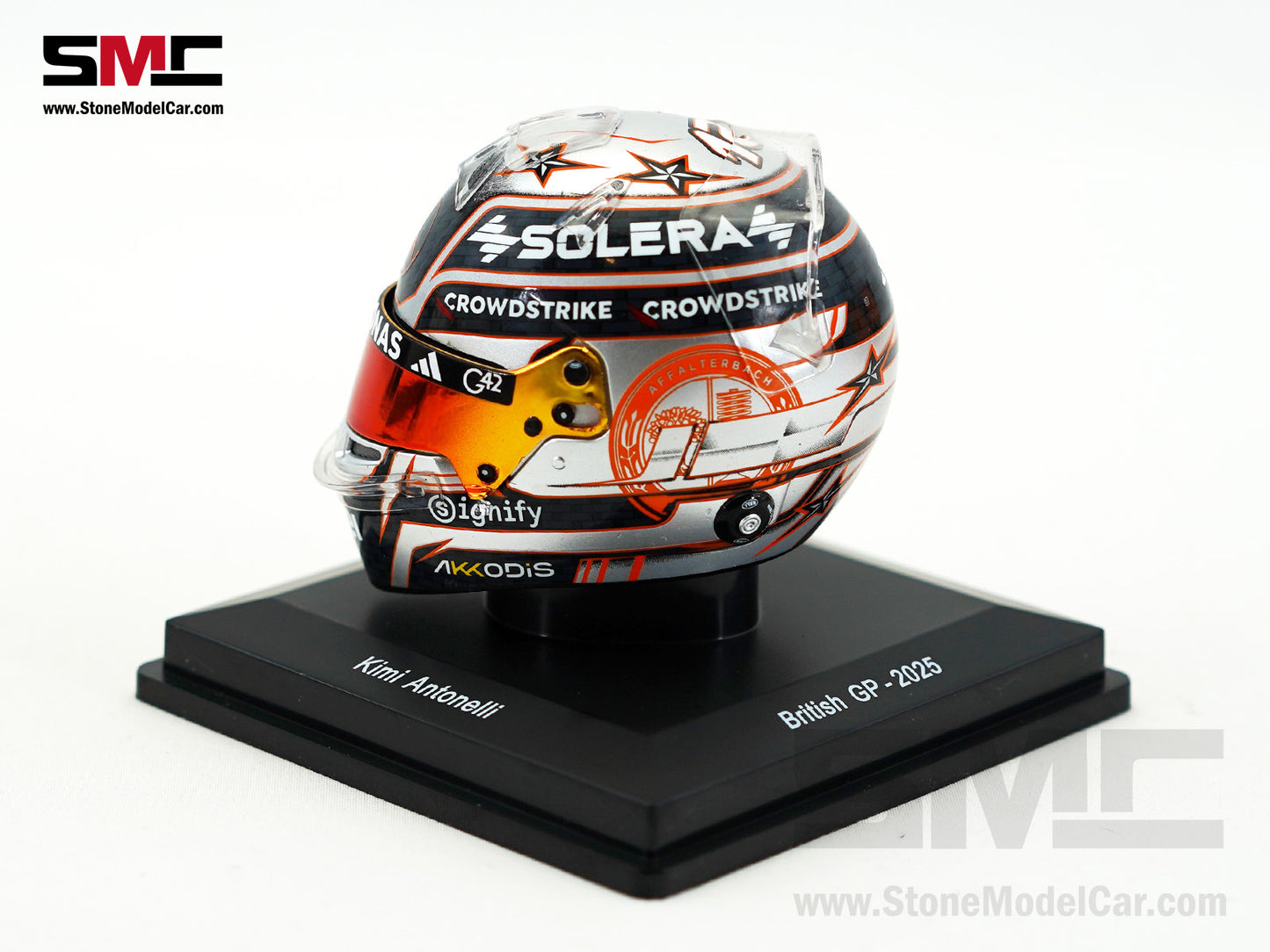 Mercedes F1 W16 #12 Kimi Antonelli British GP 2025 Spark 1:5 Miniature Helmet