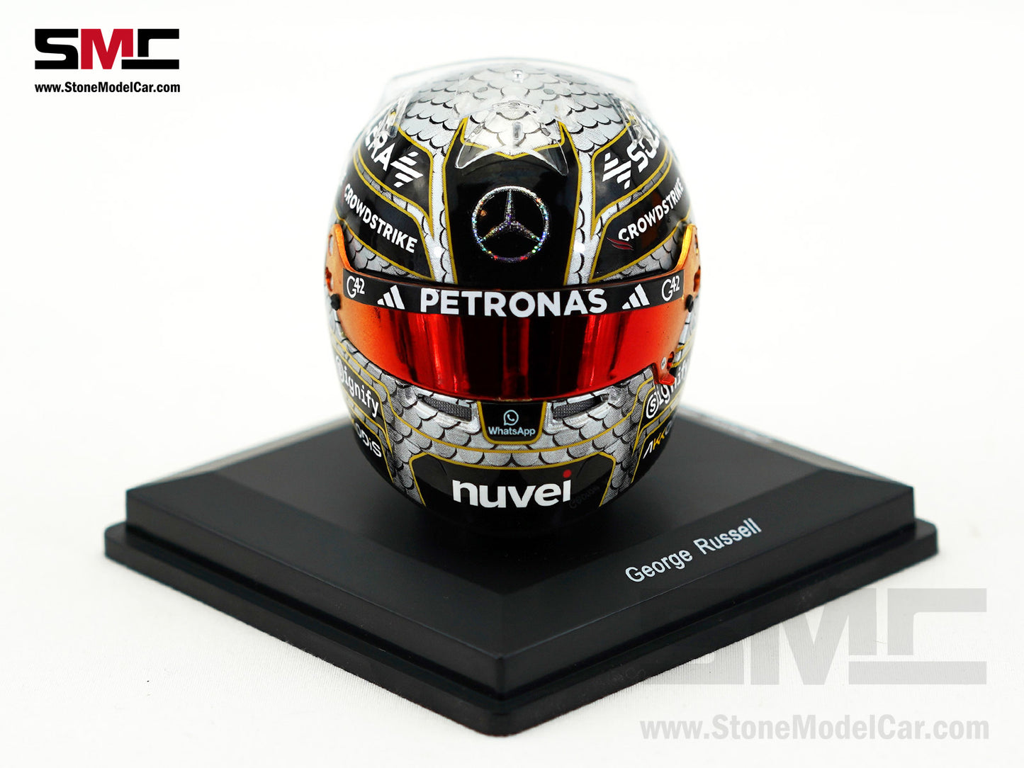 Mercedes F1 W16 #63 George Russell Chinese GP 2025 Spark 1:5 Miniature Helmet