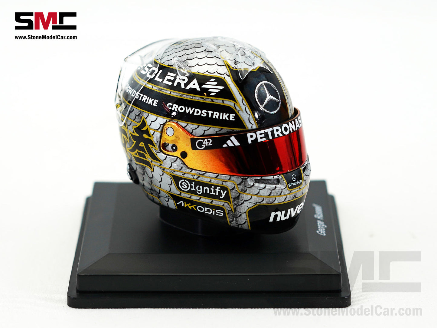 Mercedes F1 W16 #63 George Russell Chinese GP 2025 Spark 1:5 Miniature Helmet
