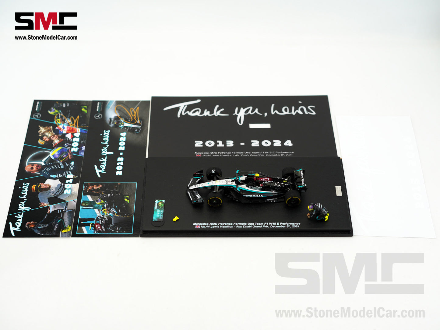 Mercedes F1 W15 #44 7x World Champion Lewis Hamilton Abu Dhabi GP 2024 1:43 Spark Figure Special Edition