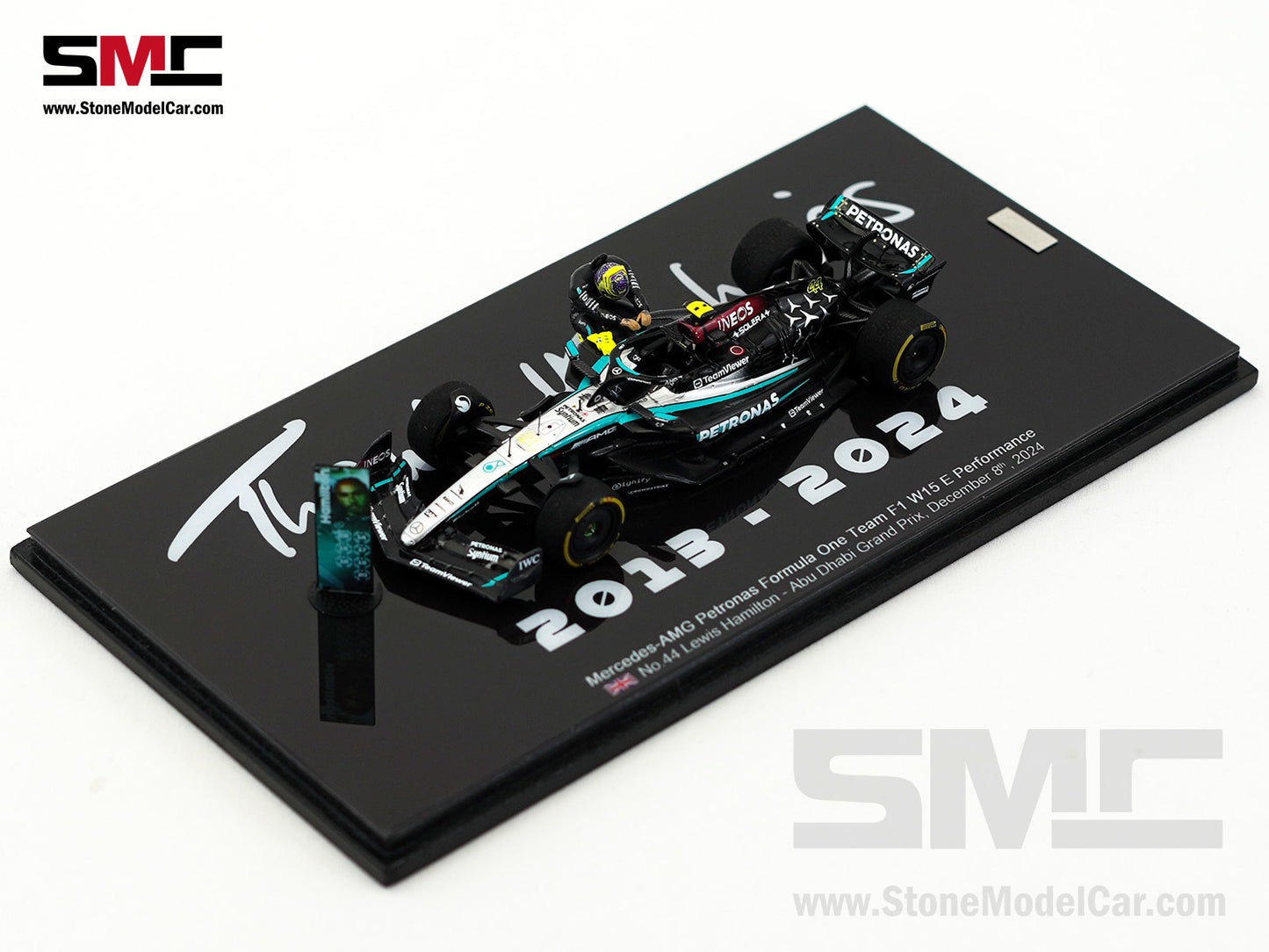 Mercedes F1 W15 #44 7x World Champion Lewis Hamilton Abu Dhabi GP 2024 1:43 Spark Figure Special Edition