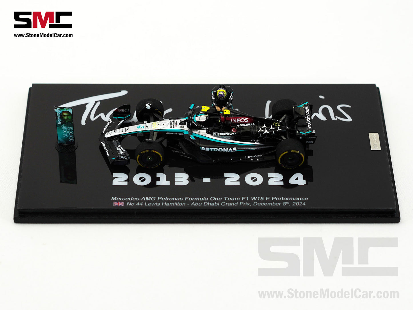 Mercedes F1 W15 #44 7x World Champion Lewis Hamilton Abu Dhabi GP 2024 1:43 Spark Figure Special Edition