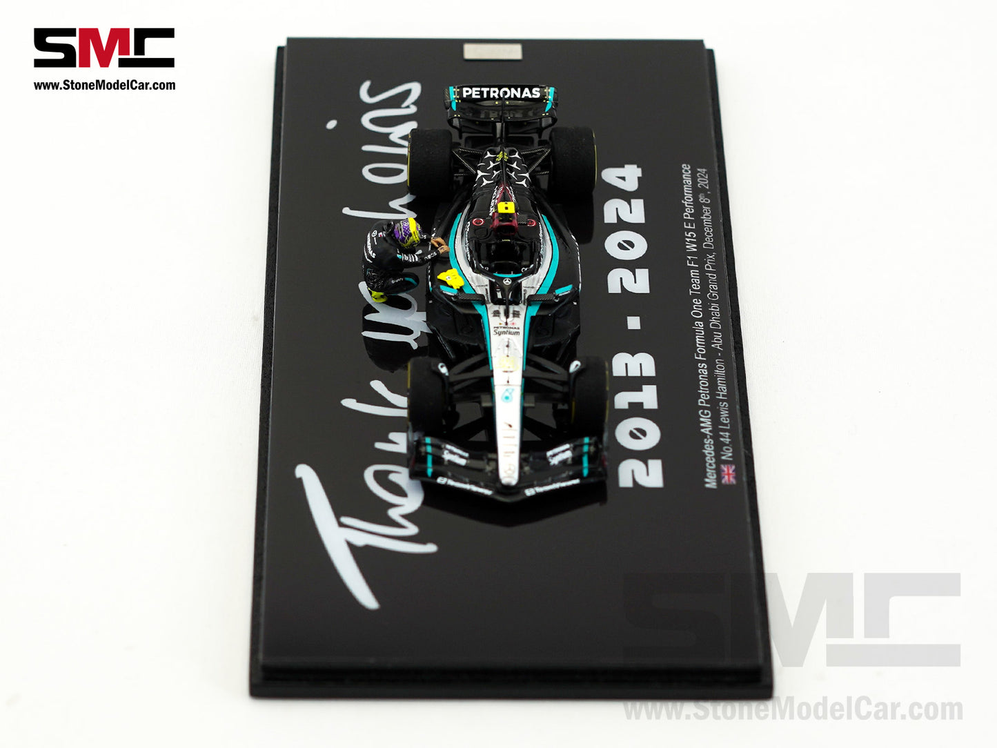 Mercedes F1 W15 #44 7x World Champion Lewis Hamilton Abu Dhabi GP 2024 1:43 Spark Figure Special Edition