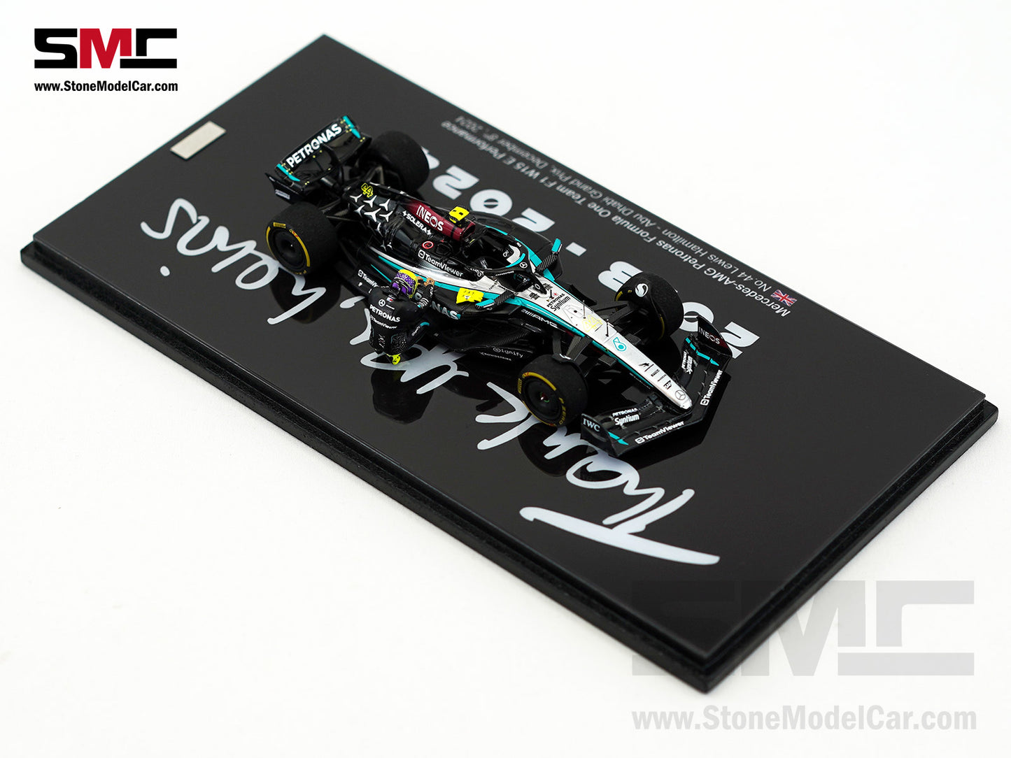 Mercedes F1 W15 #44 7x World Champion Lewis Hamilton Abu Dhabi GP 2024 1:43 Spark Figure Special Edition