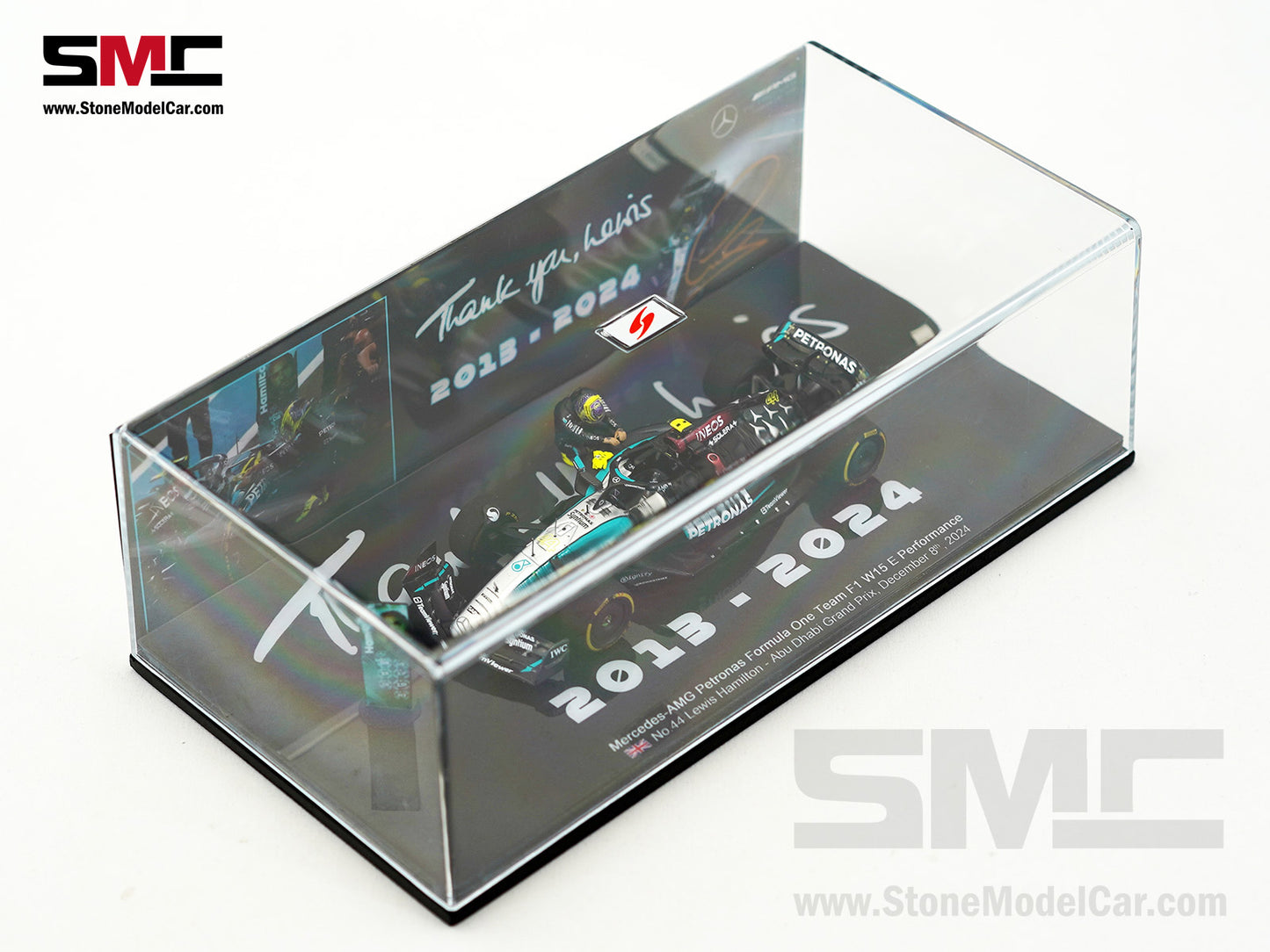 Mercedes F1 W15 #44 7x World Champion Lewis Hamilton Abu Dhabi GP 2024 1:43 Spark Figure Special Edition