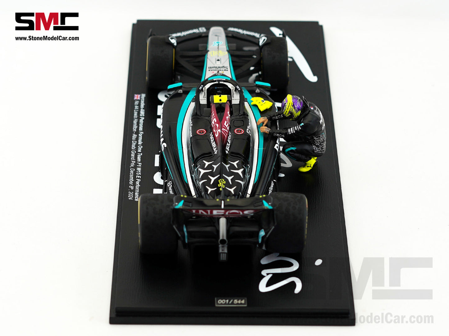 Mercedes F1 W15 #44 7x World Champion Lewis Hamilton Abu Dhabi GP 2024  1:18 Spark Figure Special Edition