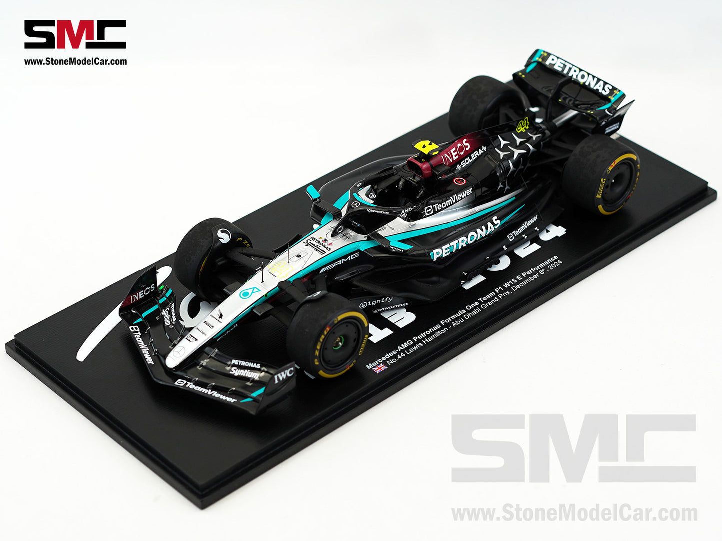 Mercedes F1 W15 #44 7x World Champion Lewis Hamilton Abu Dhabi GP 2024  1:18 Spark Figure Special Edition
