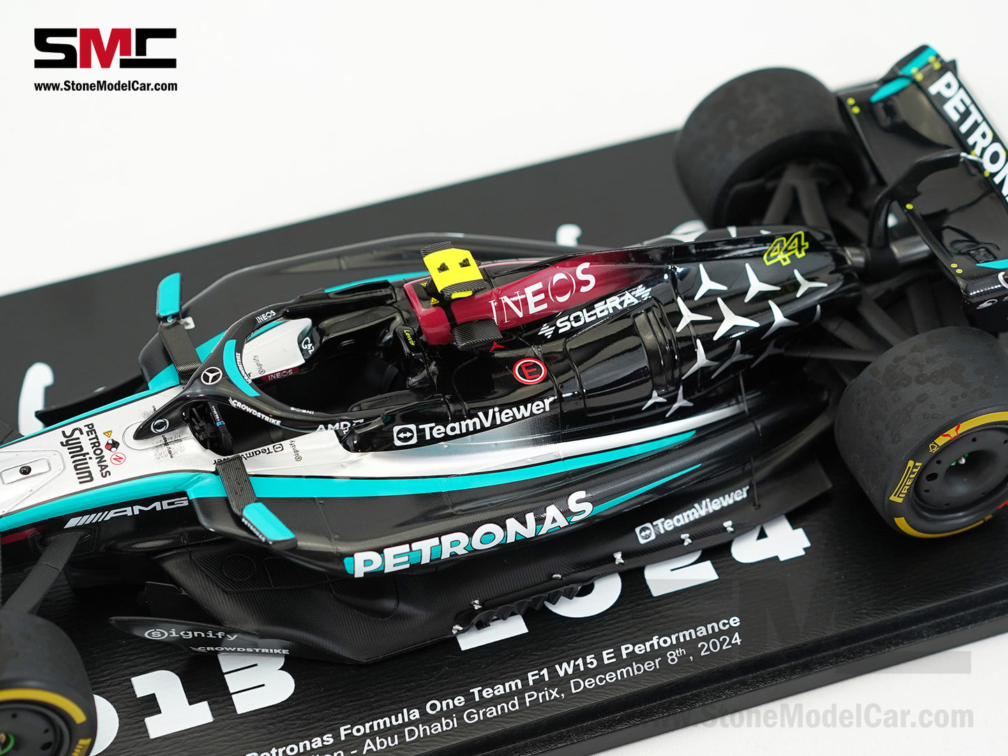 Mercedes F1 W15 #44 7x World Champion Lewis Hamilton Abu Dhabi GP 2024  1:18 Spark Figure Special Edition