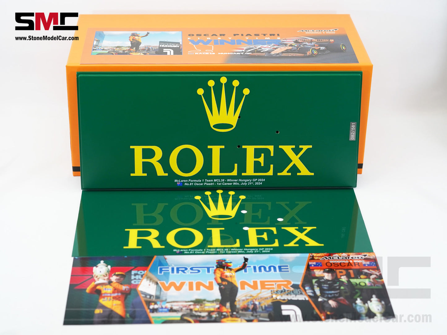 McLaren F1 MCL38 #81 Oscar Piastri Hungary GP Winner 2024 1st Career Win 1:18 Spark Figure Special