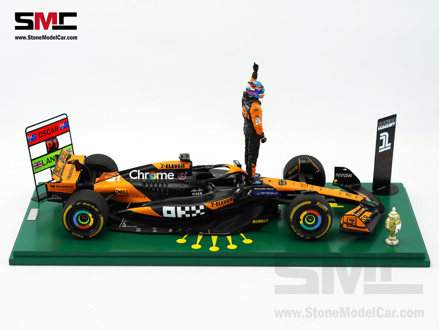 McLaren F1 MCL38 #81 Oscar Piastri Hungary GP Winner 2024 1st Career Win 1:18 Spark Figure Special