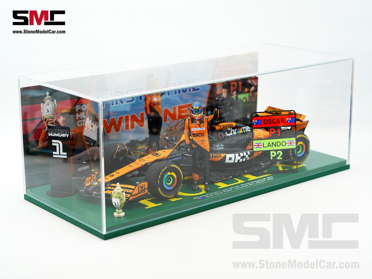 McLaren F1 MCL38 #81 Oscar Piastri Hungary GP Winner 2024 1st Career Win 1:18 Spark Figure Special