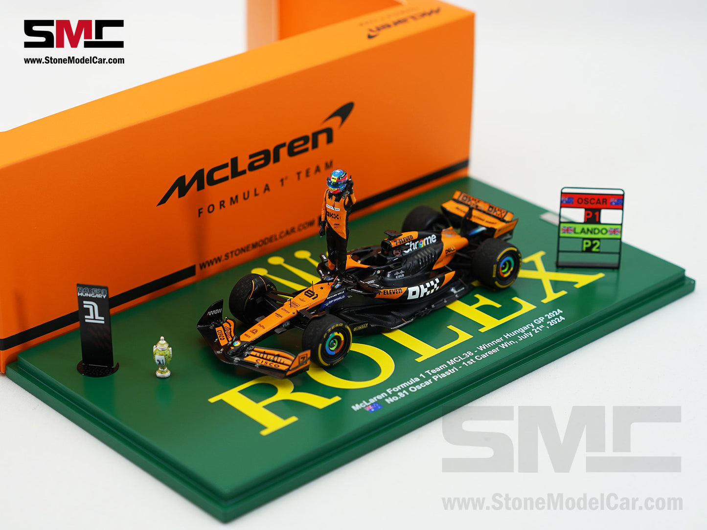 McLaren F1 MCL38 #81 Oscar Piastri Hungary GP Winner 2024 1st Career Win 1:43 Spark Figure Special