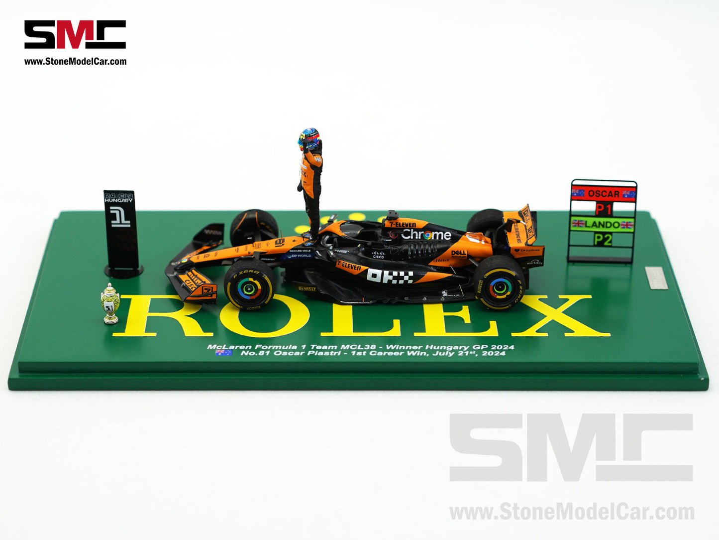 McLaren F1 MCL38 #81 Oscar Piastri Hungary GP Winner 2024 1st Career Win 1:43 Spark Figure Special