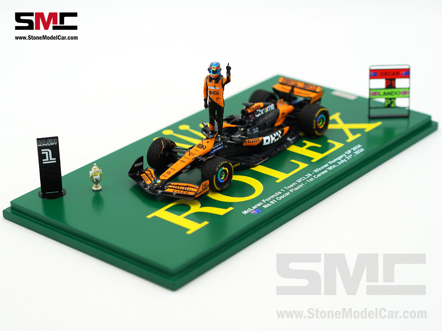 McLaren F1 MCL38 #81 Oscar Piastri Hungary GP Winner 2024 1st Career Win 1:43 Spark Figure Special
