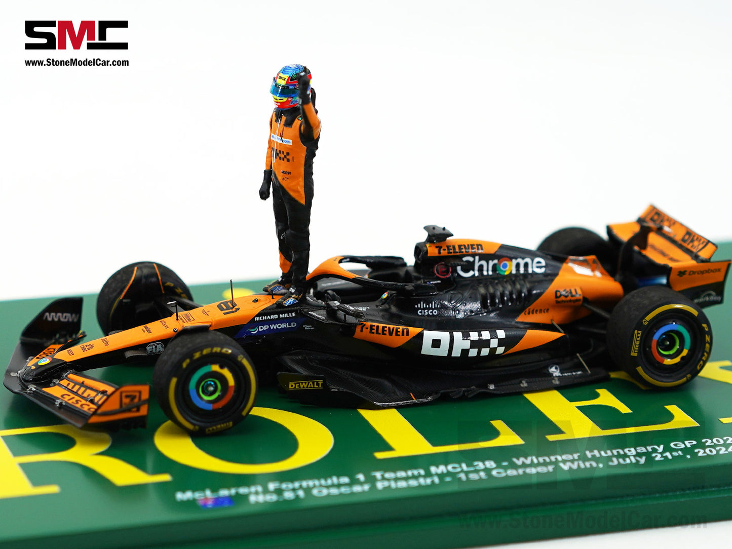McLaren F1 MCL38 #81 Oscar Piastri Hungary GP Winner 2024 1st Career Win 1:43 Spark Figure Special