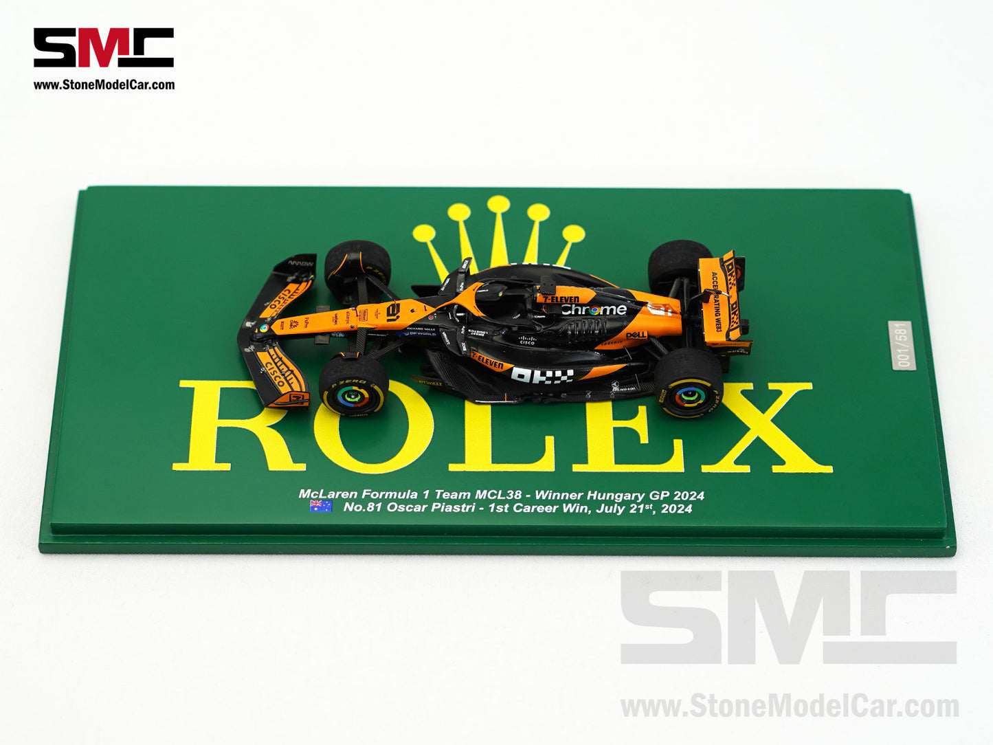 McLaren F1 MCL38 #81 Oscar Piastri Hungary GP Winner 2024 1st Career Win 1:43 Spark Figure Special
