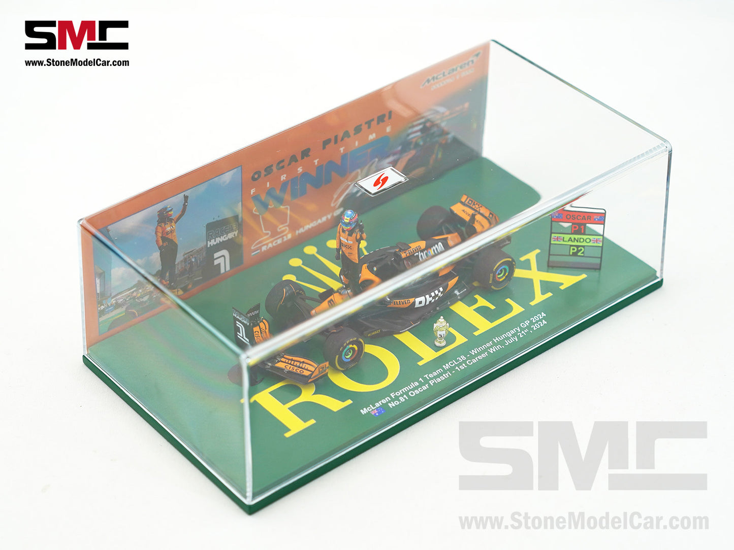 McLaren F1 MCL38 #81 Oscar Piastri Hungary GP Winner 2024 1st Career Win 1:43 Spark Figure Special