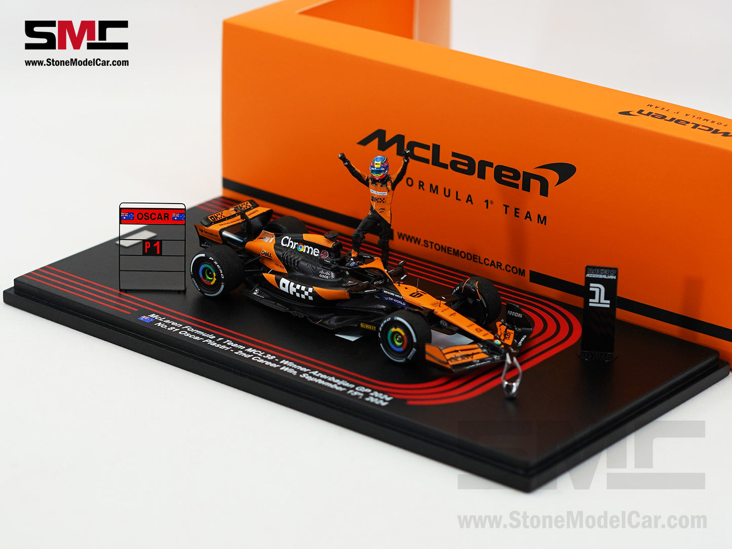 McLaren F1 MCL38 #81 Oscar Piastri Azerbaijan GP Winner 2024 2nd Career Win 1:43 Spark Figure Special