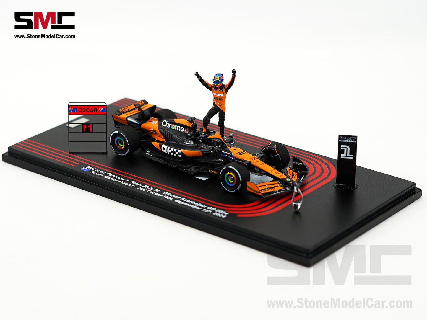 McLaren F1 MCL38 #81 Oscar Piastri Azerbaijan GP Winner 2024 2nd Career Win 1:43 Spark Figure Special