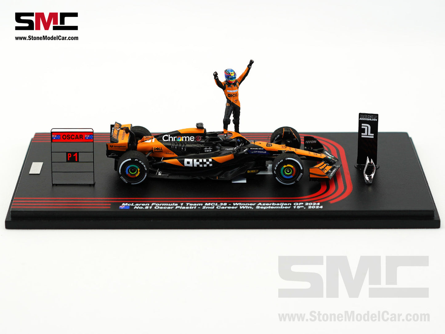 McLaren F1 MCL38 #81 Oscar Piastri Azerbaijan GP Winner 2024 2nd Career Win 1:43 Spark Figure Special