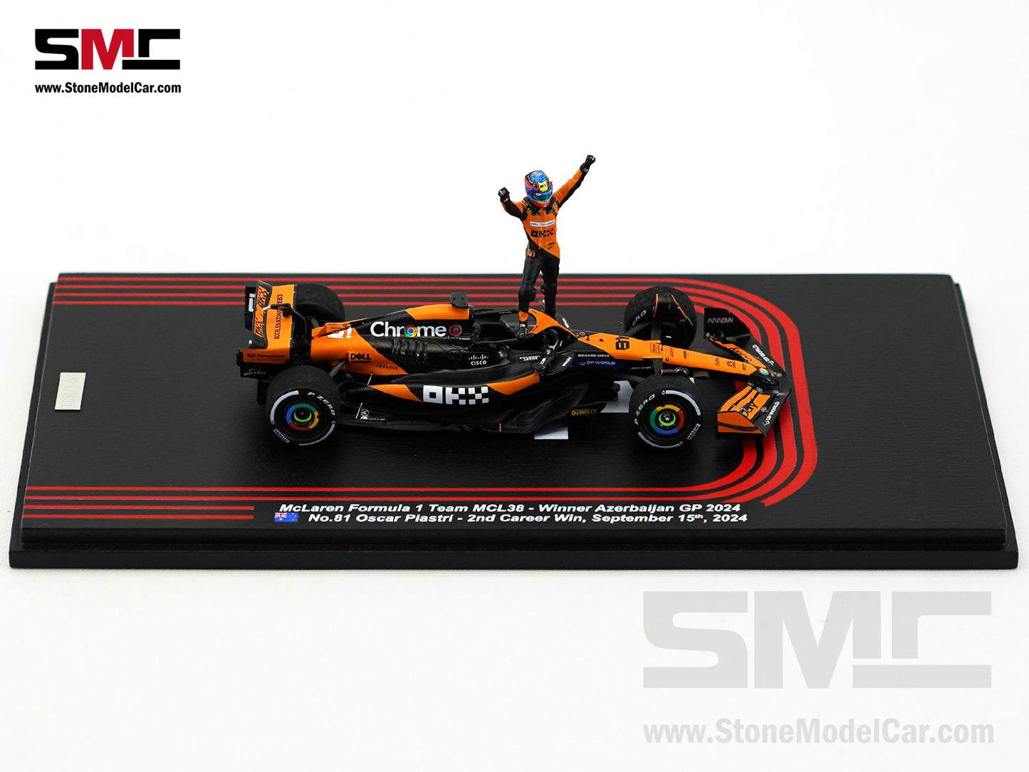 McLaren F1 MCL38 #81 Oscar Piastri Azerbaijan GP Winner 2024 2nd Career Win 1:43 Spark Figure Special