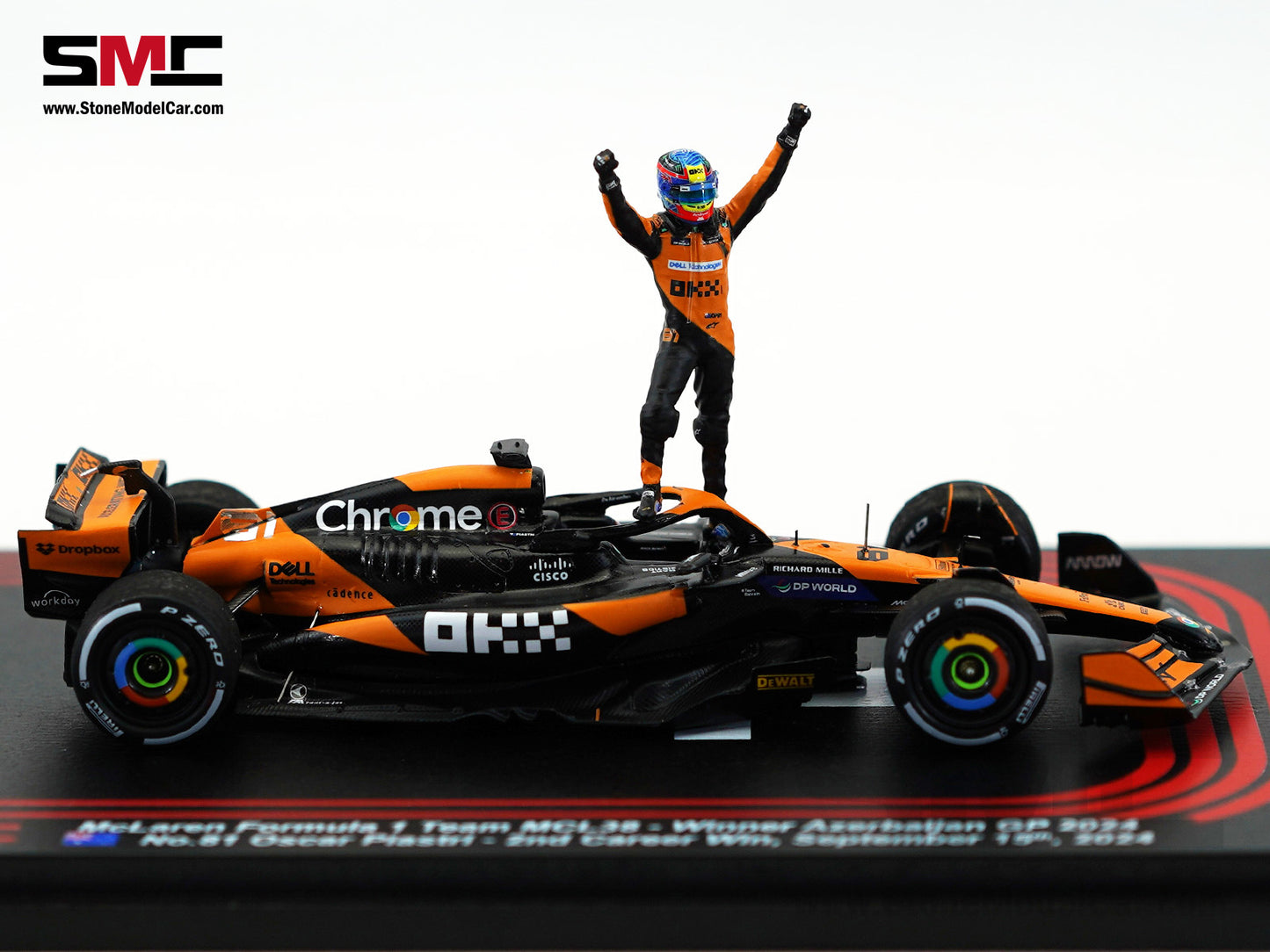 McLaren F1 MCL38 #81 Oscar Piastri Azerbaijan GP Winner 2024 2nd Career Win 1:43 Spark Figure Special