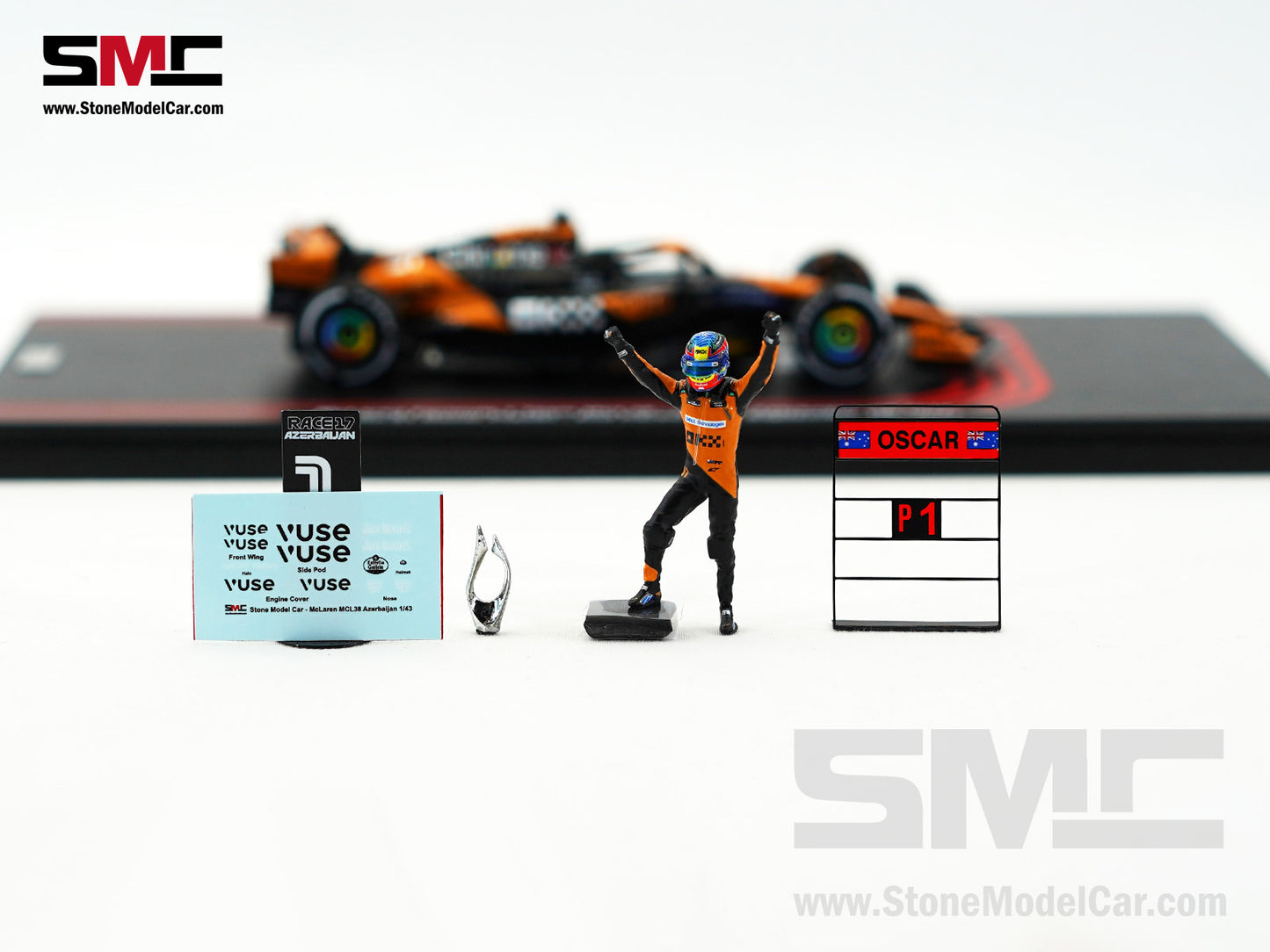 McLaren F1 MCL38 #81 Oscar Piastri Azerbaijan GP Winner 2024 2nd Career Win 1:43 Spark Figure Special