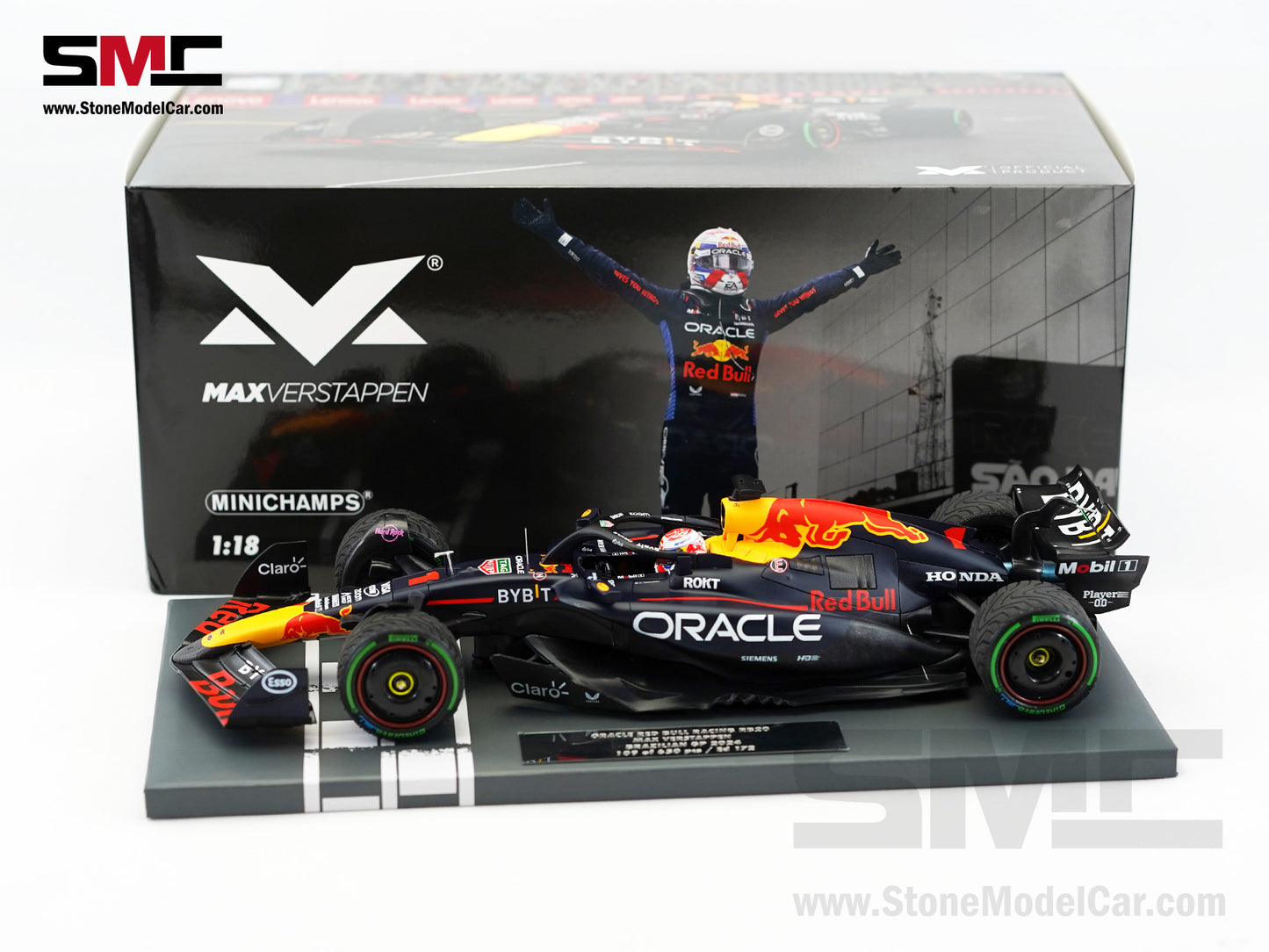 Red Bull F1 RB20 #1 Max Verstappen Brazil GP Winner 2024 World Champion 1:18 MINICHAMPS MV Edition 172