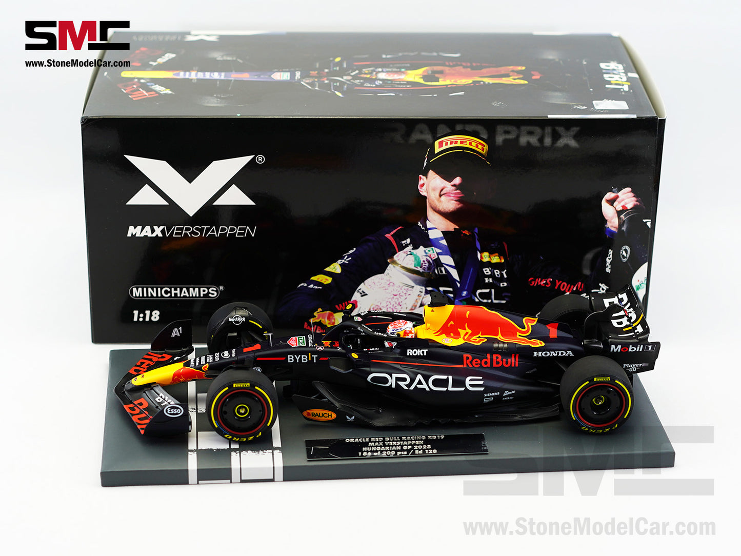 Red Bull F1 RB19 #1 Max Verstappen Winner Hungarian GP 2023 World Champion 1:18 MINICHAMPS MV Edition 128