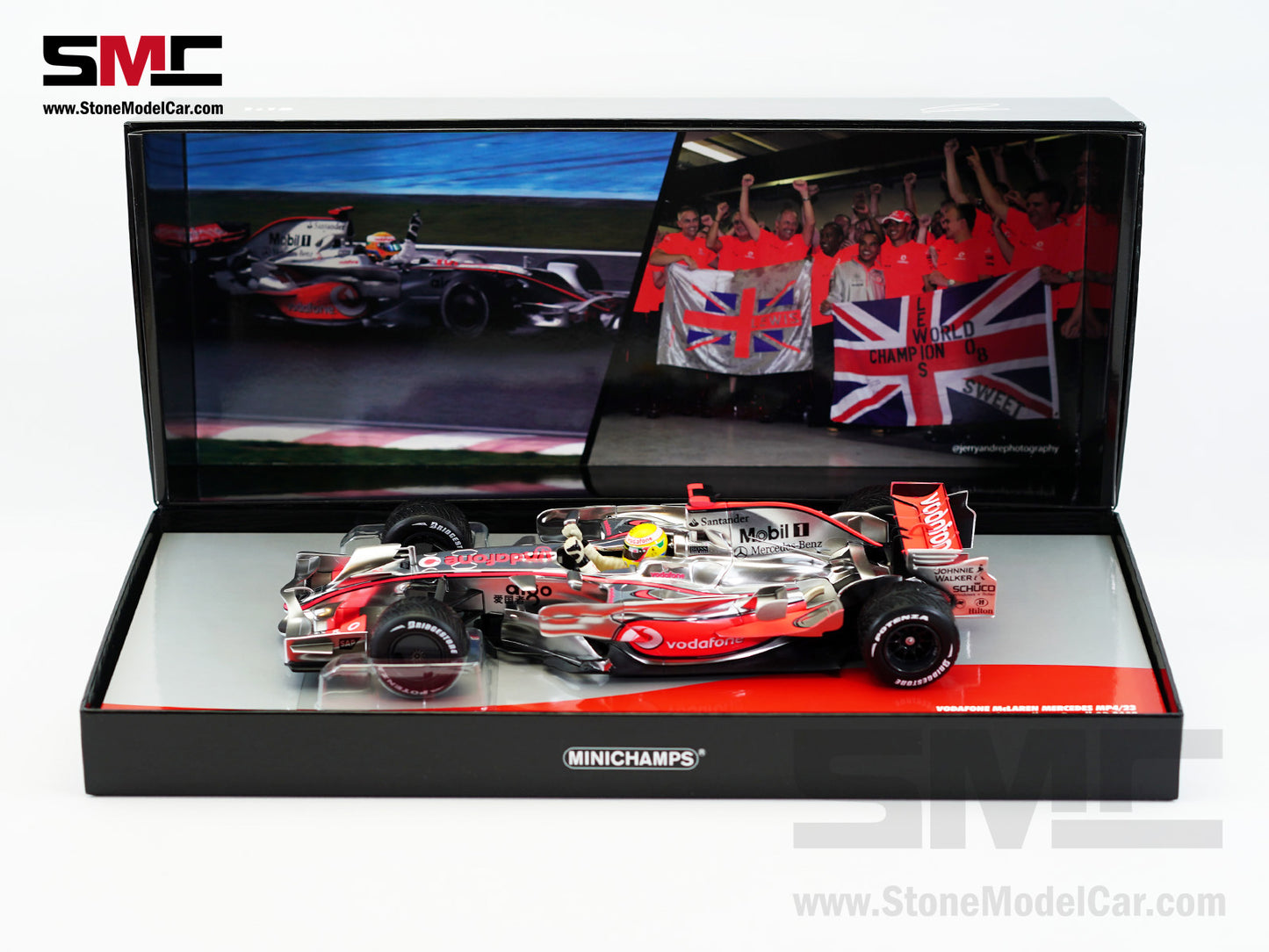 Mclaren Mercedes F1 MP4/23 #22 Lewis Hamilton Brazil GP 2008 World Champion 1:18 MINICHAMPS Gift Box