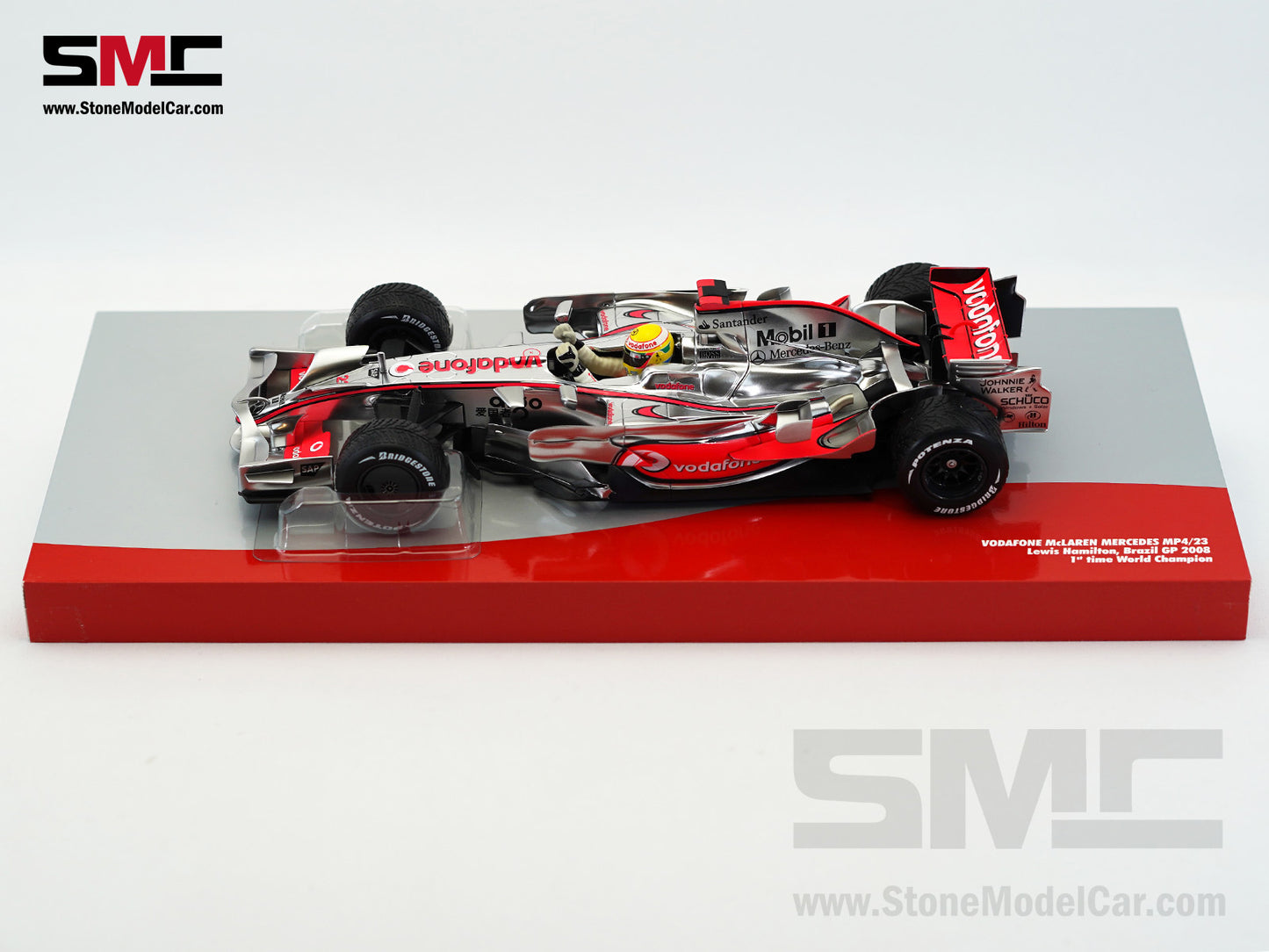 Mclaren Mercedes F1 MP4/23 #22 Lewis Hamilton Brazil GP 2008 World Champion 1:18 MINICHAMPS Gift Box
