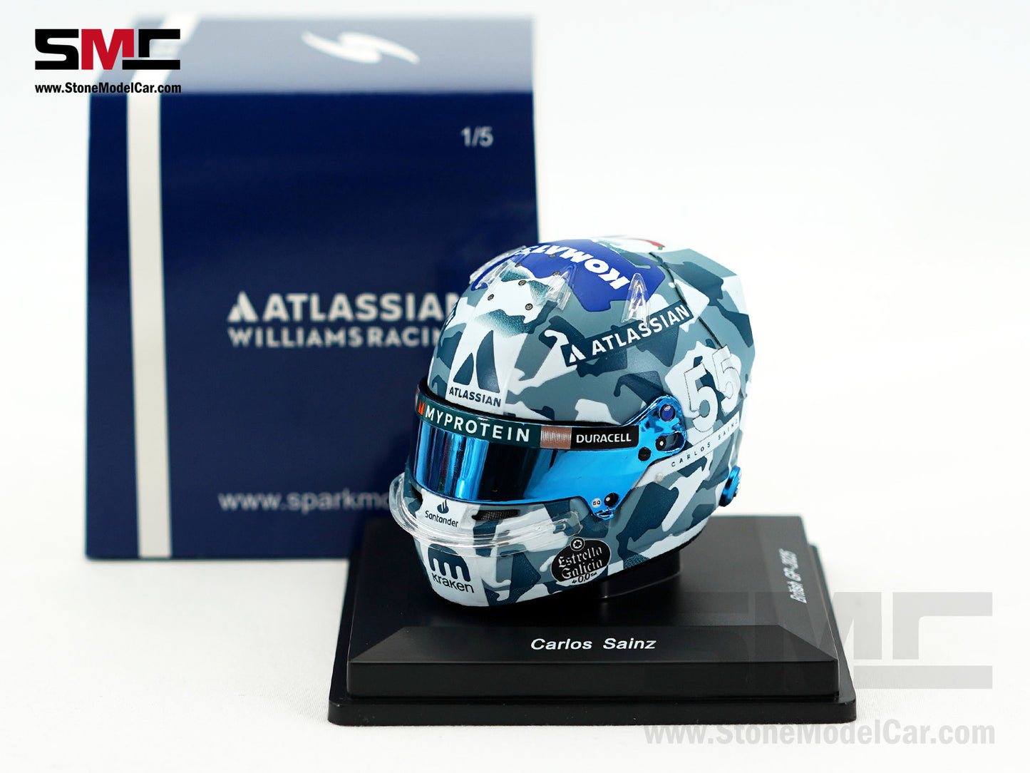 Williams F1 FW47 #55 Carlos Sainz British GP 2025 Spark 1:5 Miniature Helmet