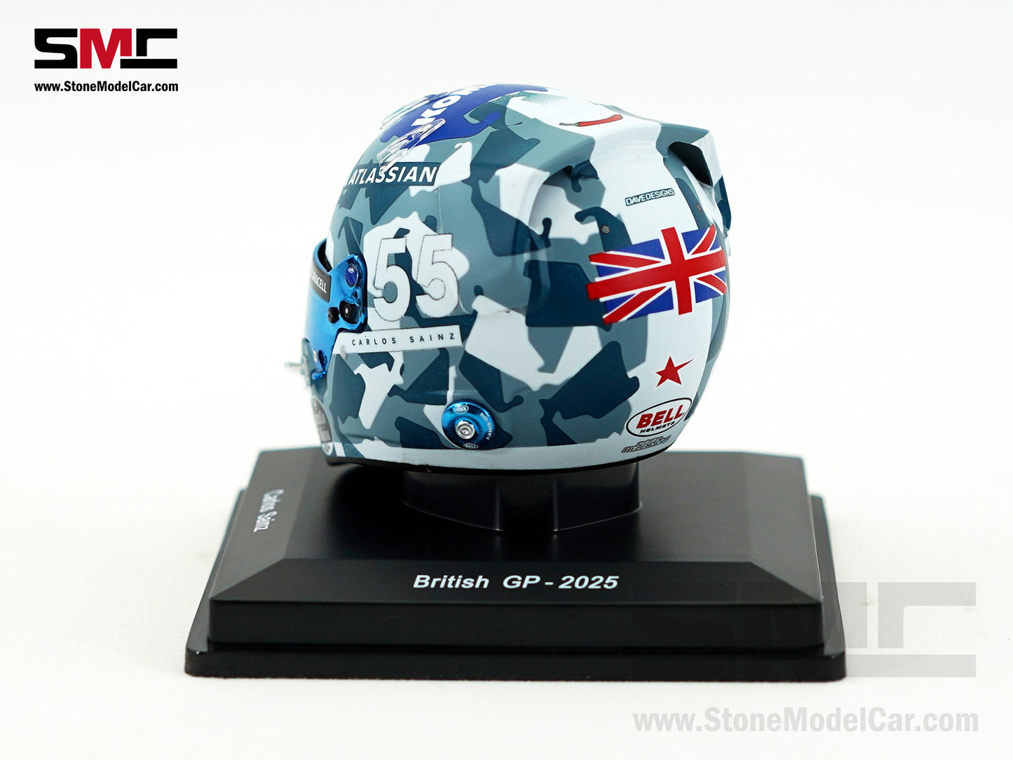 Williams F1 FW47 #55 Carlos Sainz British GP 2025 Spark 1:5 Miniature Helmet